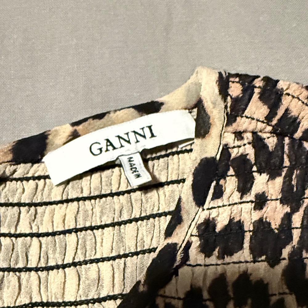 Ganni Leopard Print Long Sleeve Dress - Picture 4 of 6